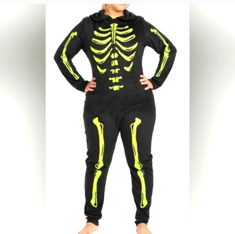 Woman's Glow-In-The-Dark Sleep Pajama Skeleton Costume - Hyde & Eek - S